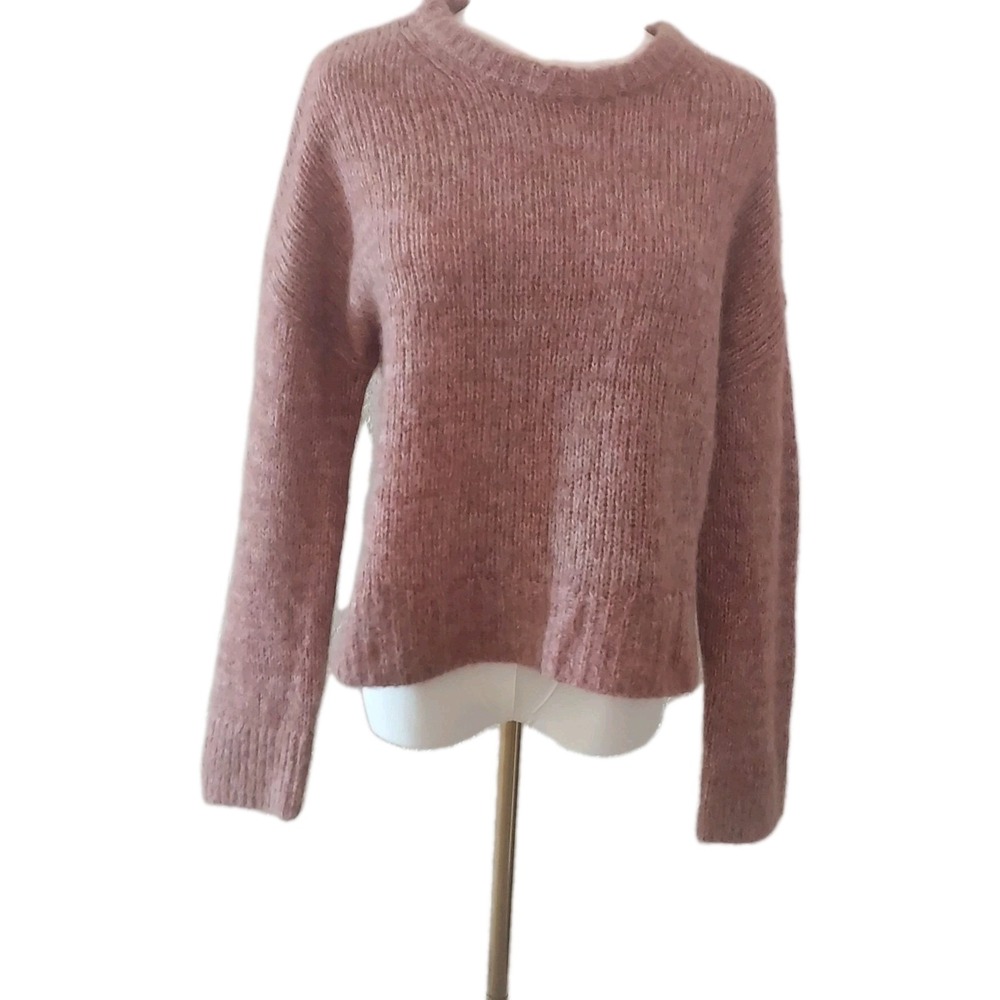 Rachel Zoe Women's Large ALPACA WOOL Blend CREW NECK SWEATER Classic Staple RED